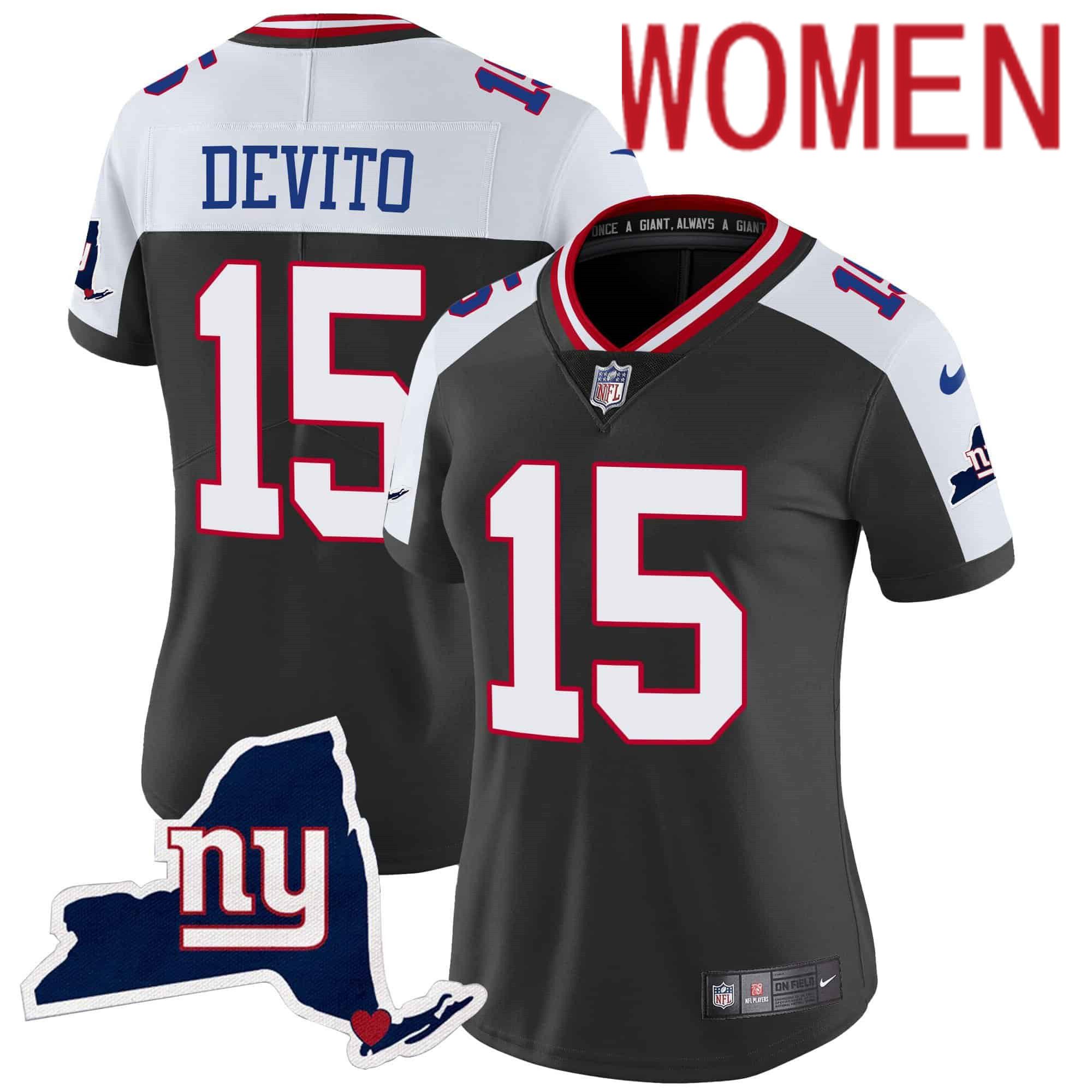Women New York Giants #15 Devito Black 2024 Nike Map Patch Limited NFL Jersey->indianapolis colts->NFL Jersey